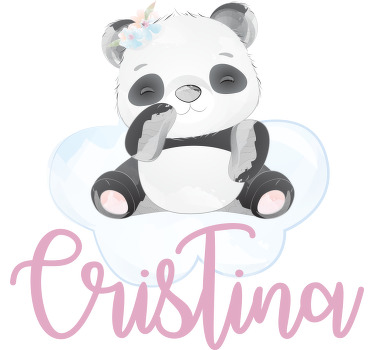 Roztomilá panda pro dívku se jménem dětské košile - TenStickers