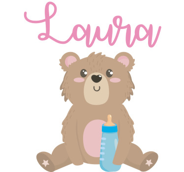 Urso fofo para menina com T-shirtde bebê com nome - TenStickers