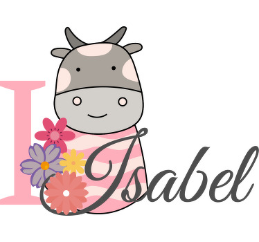 χαριτωμένα ζώα αγελάδα με όνομα μωρό πουκάμισο - TenStickers