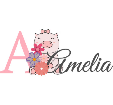 Camiseta bebé Cerdito de animales lindos con nombre - TenVinilo