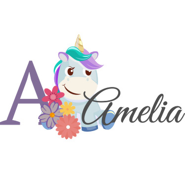 Camiseta bebé Lindos animales unicornio con nombre - TenVinilo