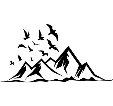 μονόχρωμα βουνά με πουλιά παιδική μπλούζα - TenStickers