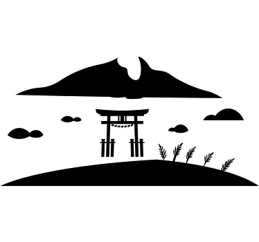 Japansk struktur med lake custom t-shirt - Tenstickers