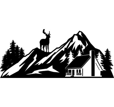 T-shirt personalizzata cervo con montagne - TenStickers