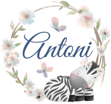 Cute animals zebra with name Baby shirt - TenStickers