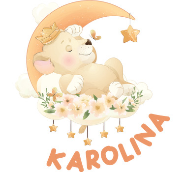 Camiseta bebé Lindos animales león con nombre - TenVinilo