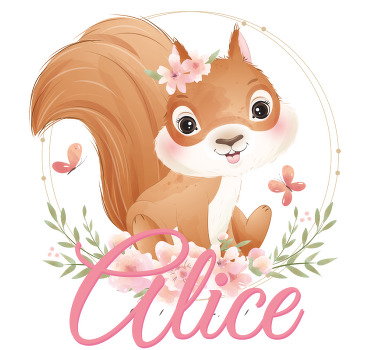 T-Shirt Baby Süßes eichhörnchen für mädchen mit Namen - TenStickers