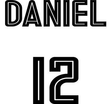 黑色定制编号和姓名文字 t 恤 - TenStickers