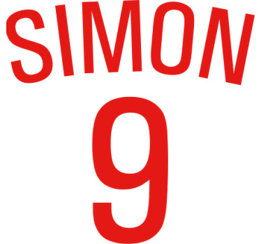 Røde fodbold nummer t-shirts med navn - TenStickers