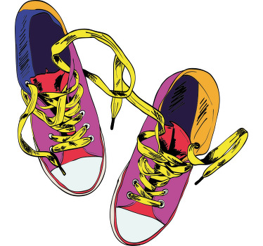 Converse illüstrasyon 80'ler ayakkabı özel t-shirt - TenStickers