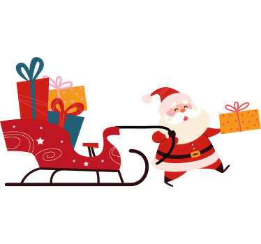 Tegneserieslæde med gaver julemands juleskjorte - TenStickers