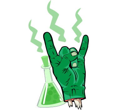 Camiseta Halloween Mano de rock zombie con pociones - TenVinilo