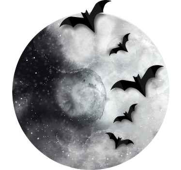 Camiseta Halloween Silueta de murciélagos en la luna blanca - TenVinilo