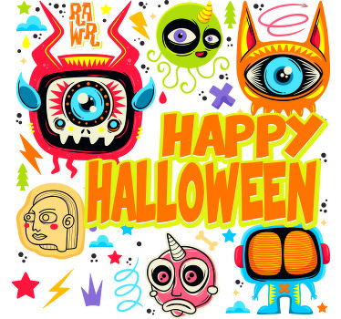 Canavar karikatür mutlu cadılar bayramı gömleği - TenStickers