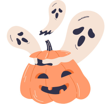 Iki mutlu kabak cadılar bayramı gömleği ile hayalet - TenStickers