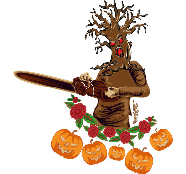 Canavar ağaç Cadılar bayramı tişort - TenStickers