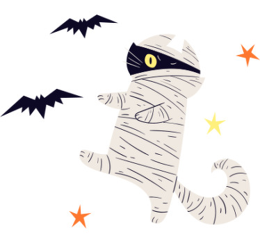 Mumie černá kočka s halloweenskou košilí - TenStickers