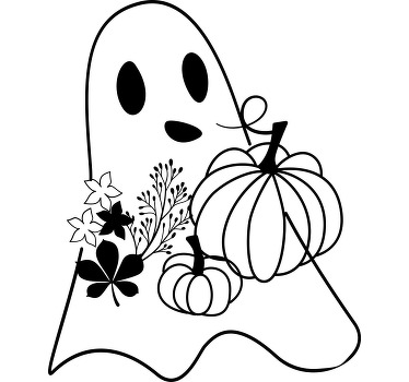 Minimalistinis vaiduoklis su gėlėmis helovino marškinėliai - „Tenstickers“