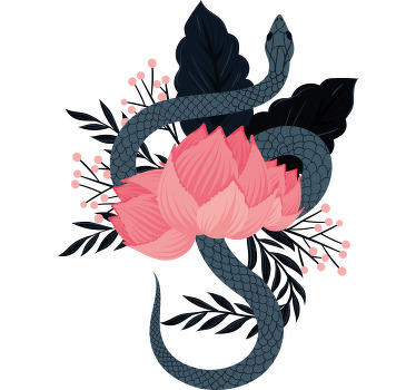 蛇与亮点和花朵 t 恤 - TenStickers