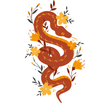 Kır çiçekleri özel t-shirt ile turuncu yılan - TenStickers