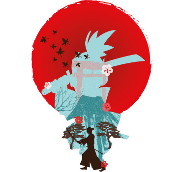 Anime bojovník západ slunce ilustrace tričko - TenStickers