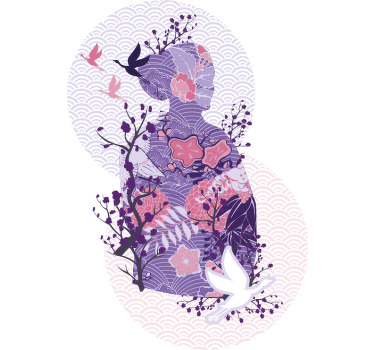 Camiseta personalizada silueta de chica anime floral - TenVinilo