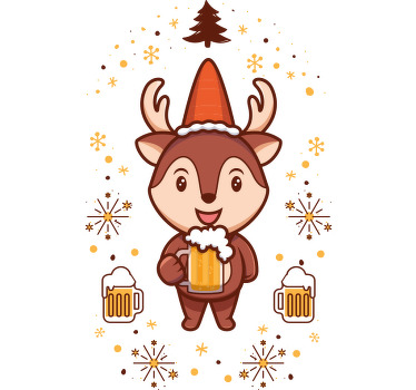 Bláznivý sob se spoustou pivní vánoční košile - TenStickers