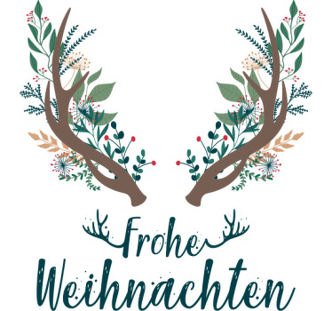 Weihnachts T Shirt Rentierhörner mit blumen - TenStickers