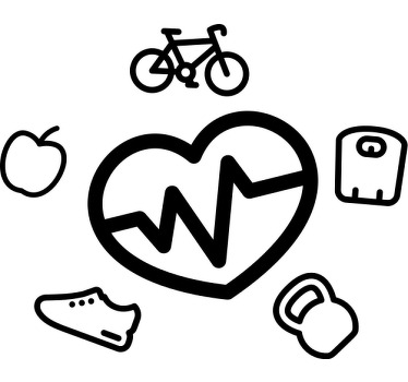 Karalama sağlık ve fitness simgeleri özel tişört - TenStickers