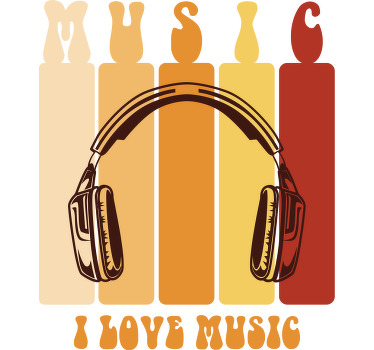 Müzik retro tasarım çocuk t-shirt seviyorum - TenStickers