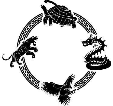 Dört sembol ejderha kaplan özel tişört - TenStickers