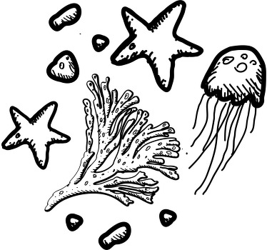 Mavi siluetli deniz canlıları çocuk tişörtü - TenStickers