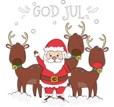 Sød rensdyr og julemands juleskjorte - TenStickers