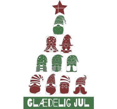 Juletræ med flag og nisser juleskjorte - TenStickers