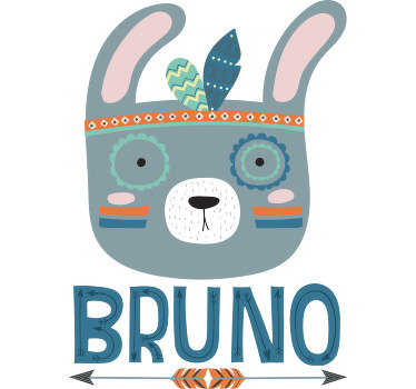 Coelho nórdico azul com t-shirtscom o nome - TenStickers