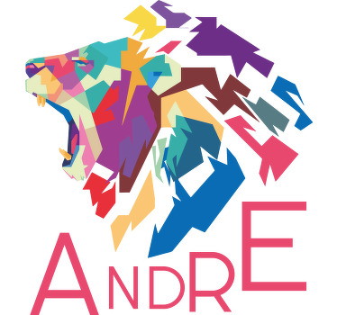 Geometriske-dyr flot løve T-shirts med navn - TenStickers