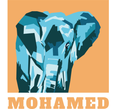 带有名字的几何动物大象 t 恤 - TenStickers