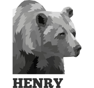 γεωμετρικά-ζώα μπλουζάκια γκρι αρκούδα με όνομα - TenStickers