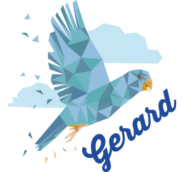 T-Shirts mit Namen Geometrische tiere blau süßer papagei - TenStickers