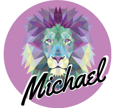 t-shirtsgeométricas roxas do leão com o nome - TenStickers