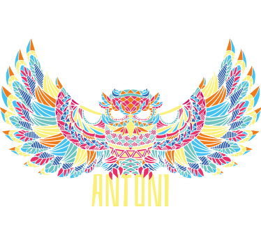 Camisetas con nombre Búho valiente de animales geométricos - TenVinilo