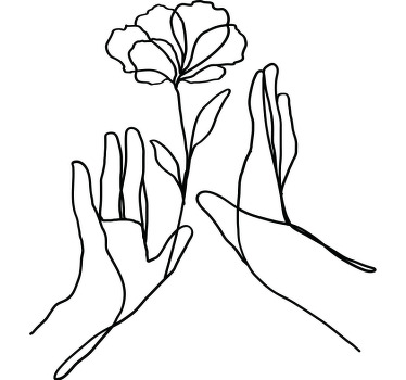 Camiseta personalizada de arte de línea de flor de mano - TenVinilo