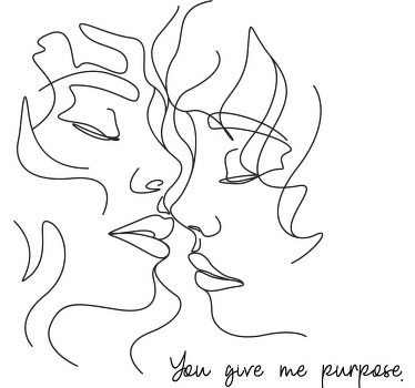 Line Art Couple Faces Couple t shirts - TenStickers