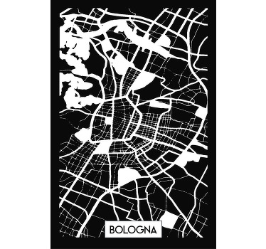 maglietta nera Bologna carta topografica - TenStickers