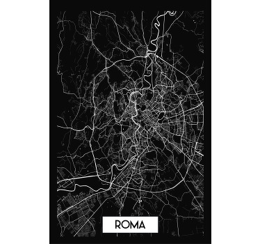 Roma maglietta nera carta topografica - TenStickers