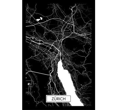 T-shirt Karte von Zürich und vom Zürichsee - TenStickers