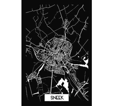Sneek stad topografische kaart T-shirt - TenStickers