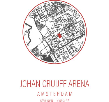 Amsterdam arena kaart T-shirt - TenStickers