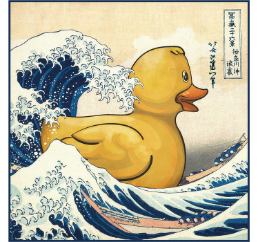 Kanagawa lastik ördek özel tişört - TenStickers