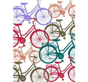 Verschillende gekleurde fietsen t-shirt - TenStickers